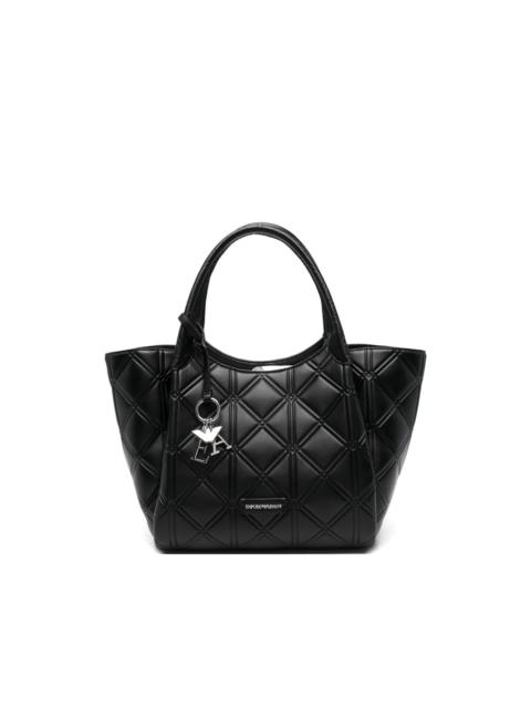 EMPORIO ARMANI quilted logo-charm tote bag