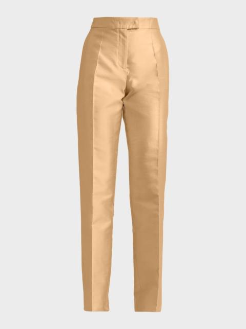 Valentino Shantung Silk Straight-Leg Pants