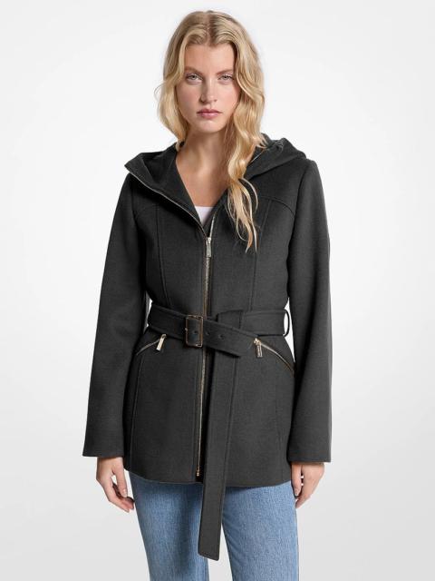 MICHAEL KORS Wool Blend Hooded Coat