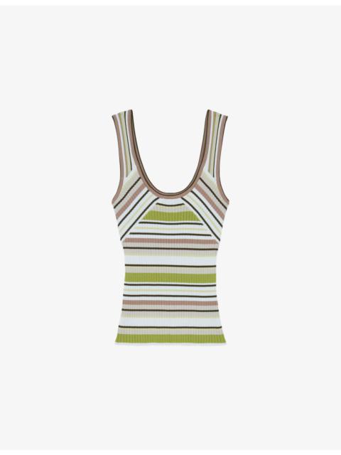 REISS Nina Striped Scoop-Neck Ribbed Knitted Vest