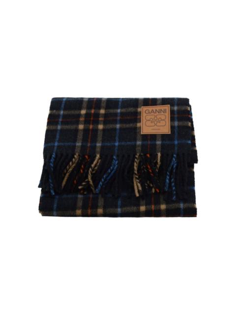 GANNI checked wool scarf