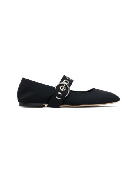 Aeyde Black Uma Eyelet Mary-Jane Ballerina Flats