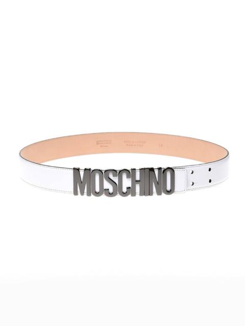 Moschino Men's Logo-Buckle Leather Belt