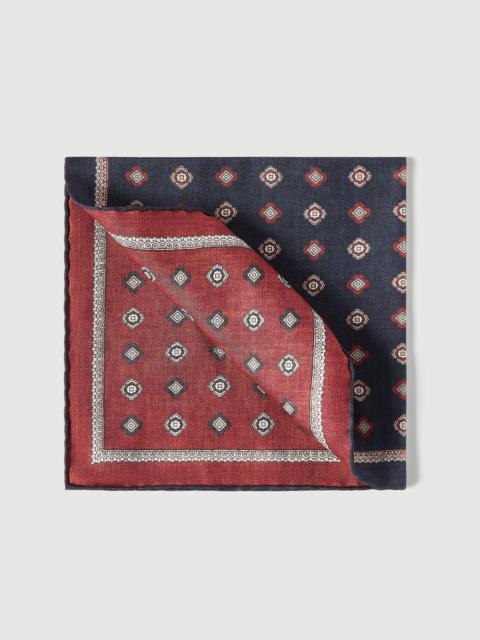 Brunello Cucinelli Silk pocket square with medallion design