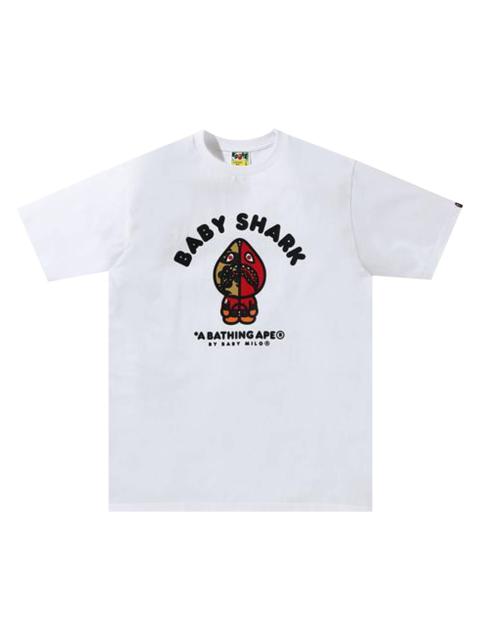 BAPE Baby Milo Shark College Tee 'White/Red'