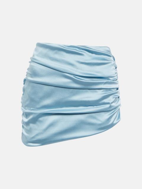 Alessandra Rich Asymmetric ruched satin miniskirt