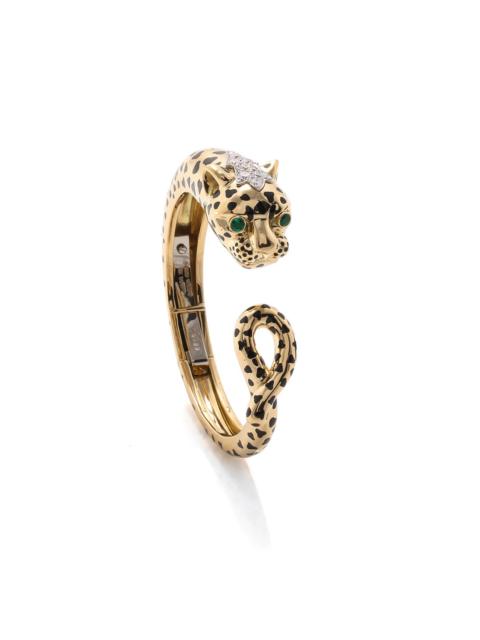 DAVID WEBB Black Leopard Loop Tail Cuff Bracelet