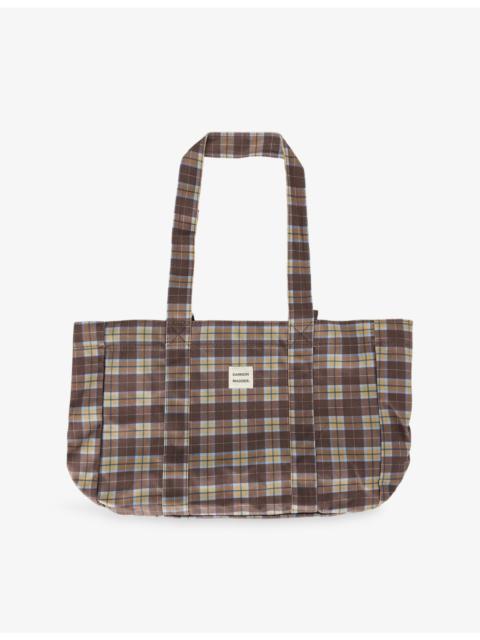DAMSON MADDER. Check Cotton-Canvas Tote Bag