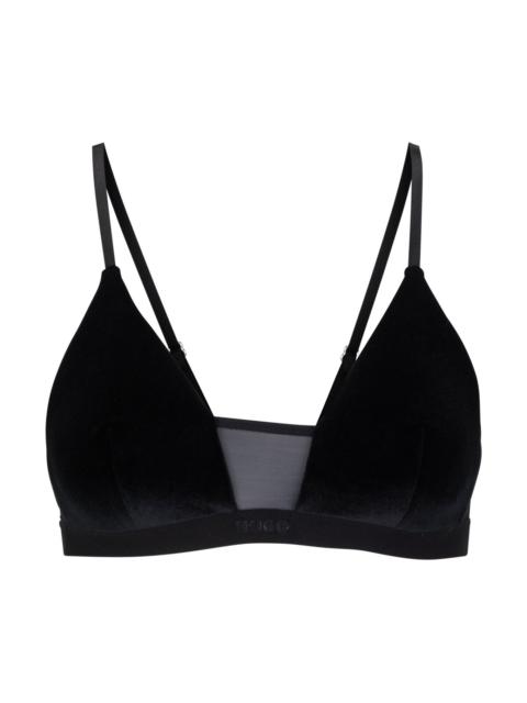 HUGO VELVET-DETAIL TRIANGLE BRA WITH LOGO WAISTBAND