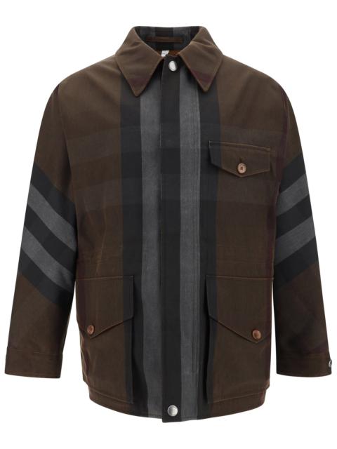 Cotton and nylon jacket with tartan motif
