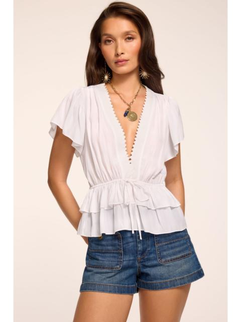 RAMY BROOK Emberly Embellished Short Sleeve Top