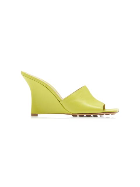Bottega Veneta Stretch Wedge Lounge Leather Mules lime green
