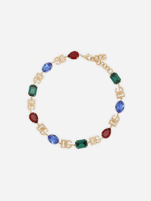 Dolce & Gabbana Necklace with DG logo and multi-colored crystals