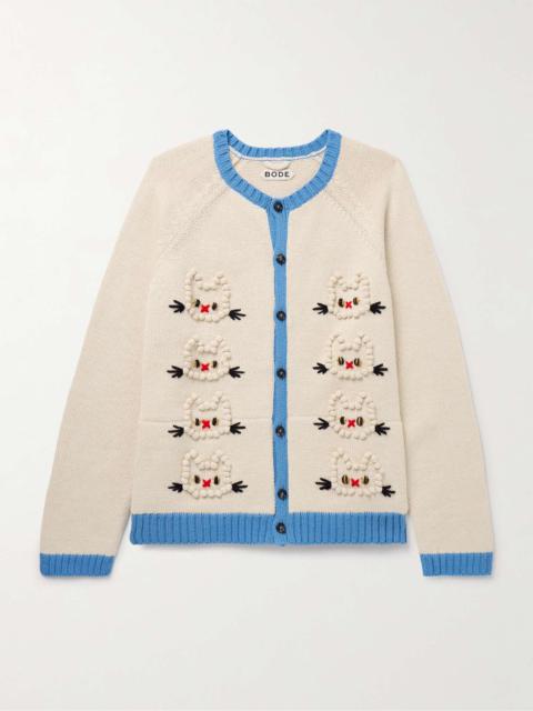 BODE Calico Pompom-Embroidered Alpaca and Merino Wool-Blend Cardigan