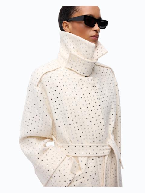PINKO FULLY RHINESTONED LONG WOOL COAT
