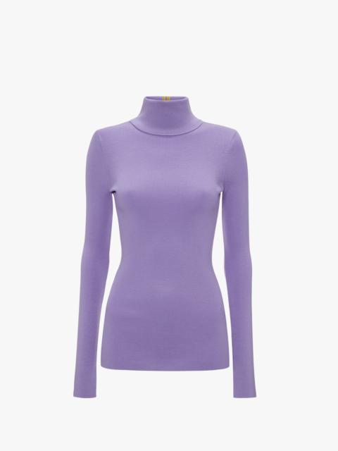 Victoria Beckham Knitted Polo Neck Jumper In Lilac