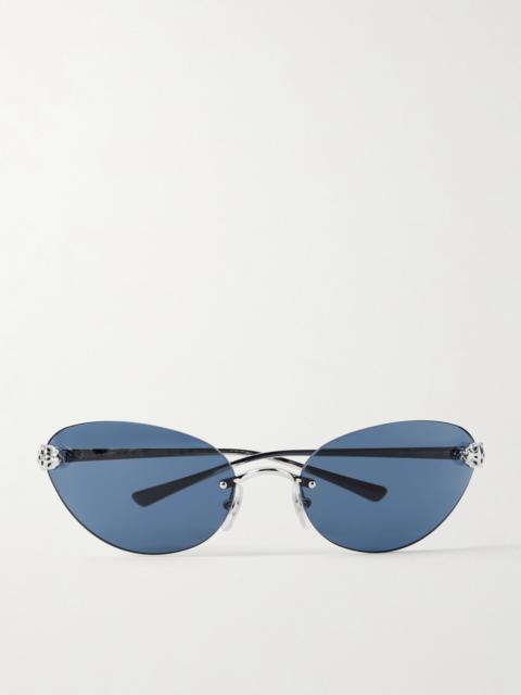 Cartier Panthère De Cartier Rimless Cat-eye Silver-tone Sunglasses