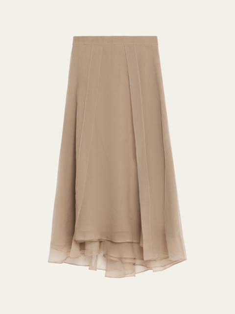 Brunello Cucinelli Crispy Silk Organza Overlay Midi Skirt