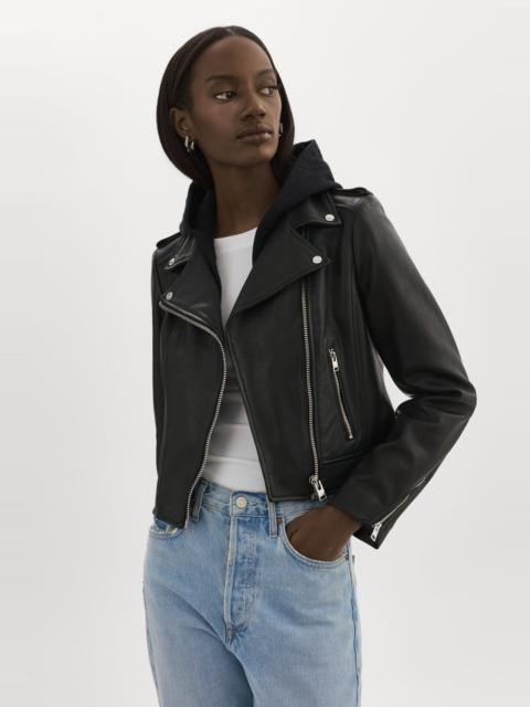 LAMARQUE HOLY | Leather Biker Jacket with Removable Hood