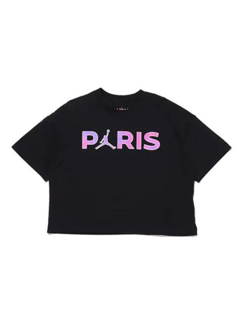 Jordan (WMNS) 공기 요르단 x PSG 로고 티 '핵심 검정' CZ7506-010