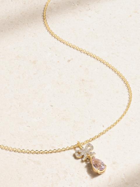 STONE AND STRAND Pretty In Pink 10-karat Gold, Amethyst And Diamond Necklace