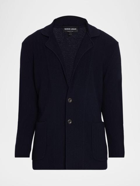 GIORGIO ARMANI Men's Chevron Stitch Cotton Knit Blazer