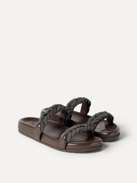 Brunello Cucinelli Leather sandals with precious braided straps