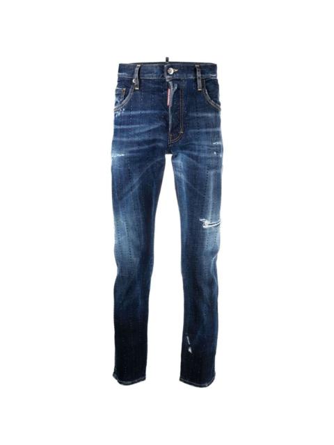 gem-embellished distressed jeans