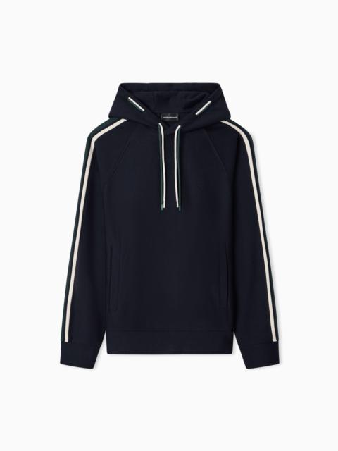 EMPORIO ARMANI HOODED SWEATSHIRT IN A LYOCELL BLEND DOUBLE JERSEY WITH STRIPES
