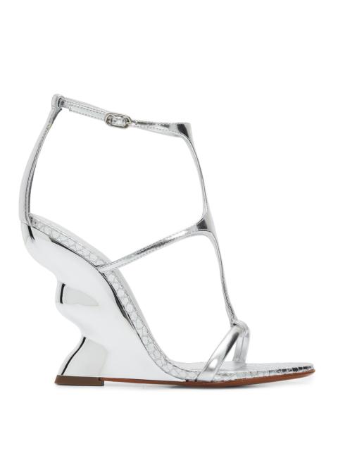 ALEXANDRE BIRMAN Women's Boonie 100MM Leather Wedge-Heel Sandals - Silver