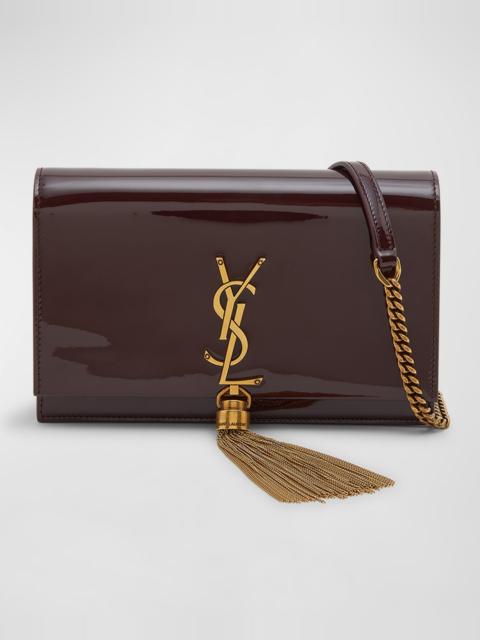 SAINT LAURENT Kate Small Tassel YSL Wallet on Chain in Patent Leather
