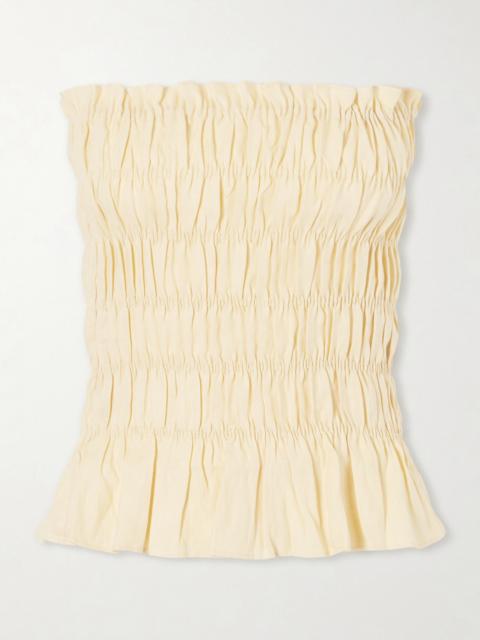 FAITHFULL Tiera Strapless Shirred Linen Top