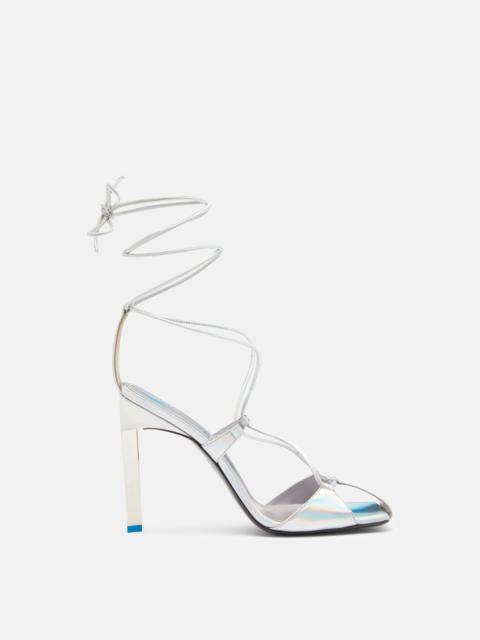 ''ADELE'' HOLOGRAPHIC SILVER LACE-UP SANDAL