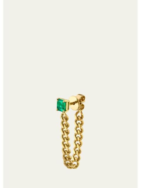 ANITA KO 18K Yellow Gold Colombian Emerald Cuban Link Loop Earring, Single