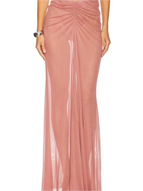 LAPOINTE Mesh Ruched Maxi Skirt