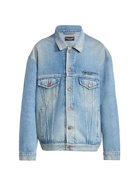 BALENCIAGA logo-embroidered denim jacket