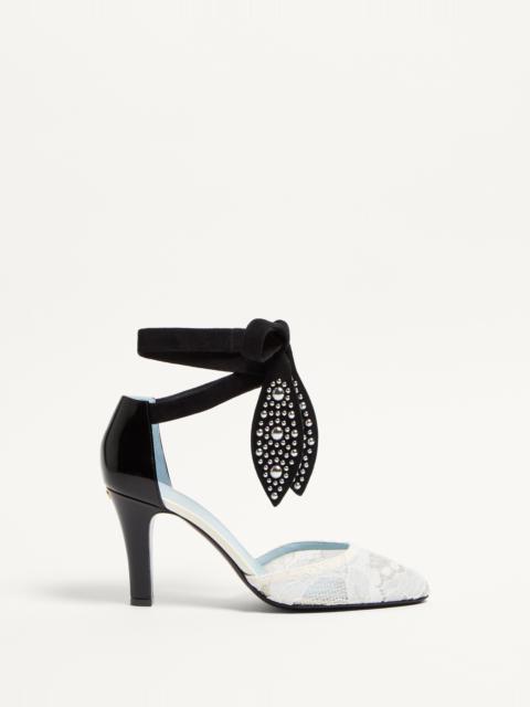 Valentino FOLIEFOLIAGE PUMPS IN ABRASIVE CALFSKIN AND LACE 85MM