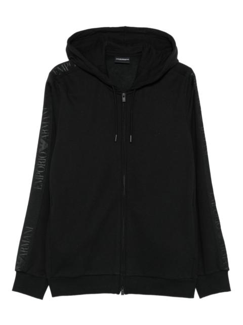 EMPORIO ARMANI logo-tape hooded zip-up hoodie