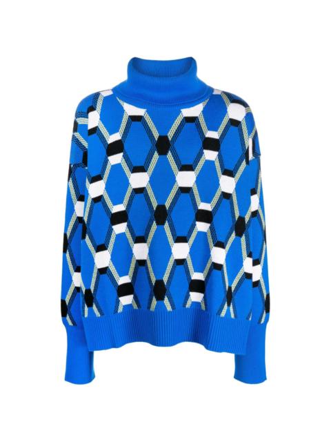 abstract-print wool jumper