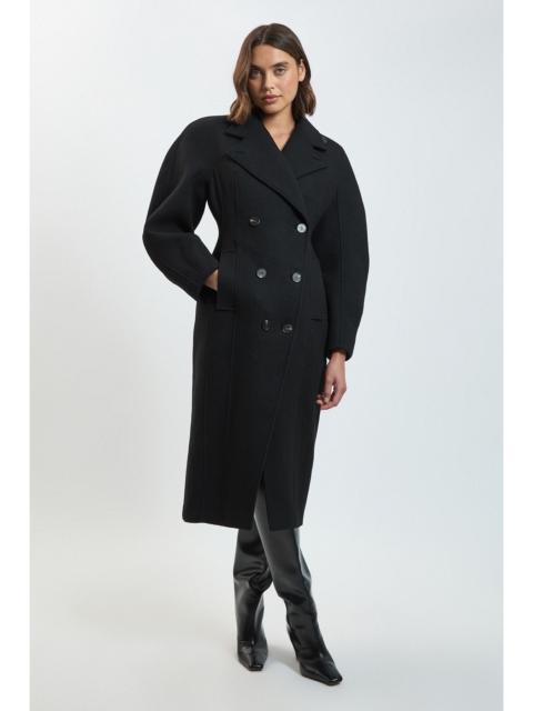 KAREN MILLEN Wool Rounded Sleeve Tailored Midi Coat