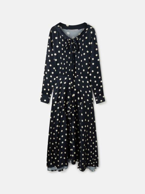Long-Sleeve Polka Dot Maxi Dress