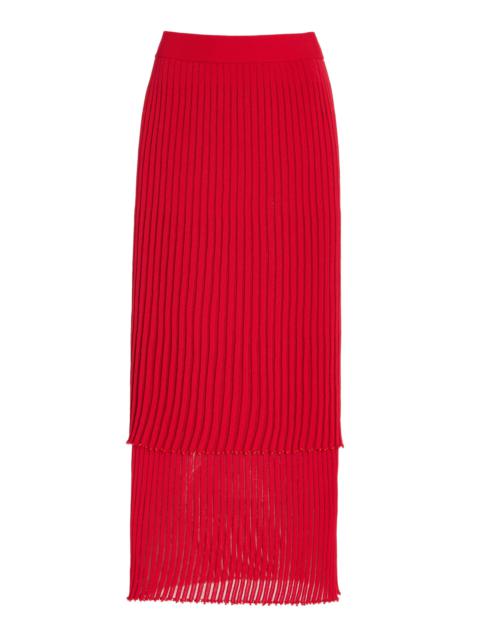 Ariana Pleated Knit Maxi Skirt red