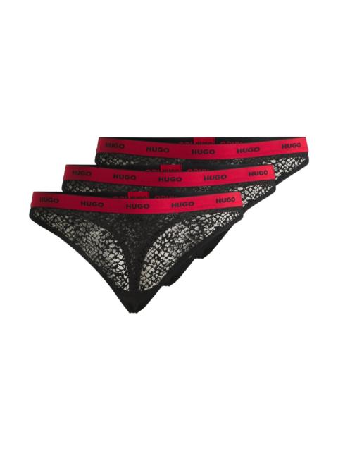 HUGO THREE-PACK OF THONGS IN STRETCH LACE