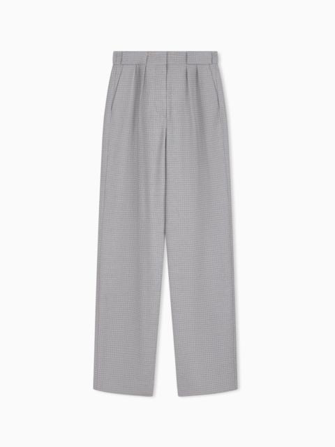 EMPORIO ARMANI HIGH-WAISTED TROUSERS IN HOUNDSTOOTH VISCOSE AND WOOL