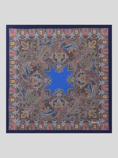 Etro SILK POCKET SQUARE WITH GEOMETRIC PAISLEY MOTIF