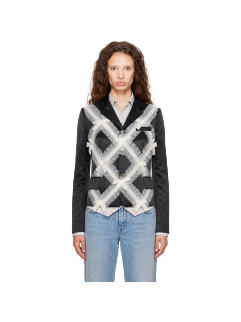 Comme des Garçons GIRL Black Satin Gather Tape Decoration Blazer
