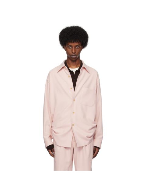 AURALEE Pink Brushed Super Fine Wool Flannel Shirt