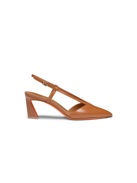 Santoni Women's brown leather mid-heel Victoria pump