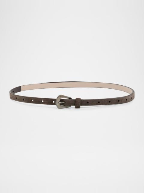 Brunello Cucinelli Suede Carved Leather Belt