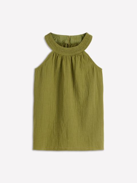 BODEN Halter-Neck Double Cloth Top-Woodland Green